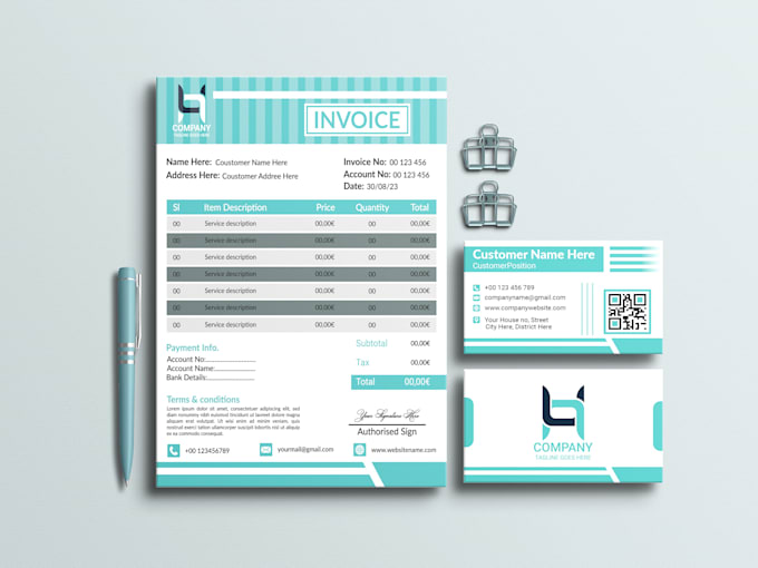 Gig Preview - Do invoice, stationery items, letterhead, business card design