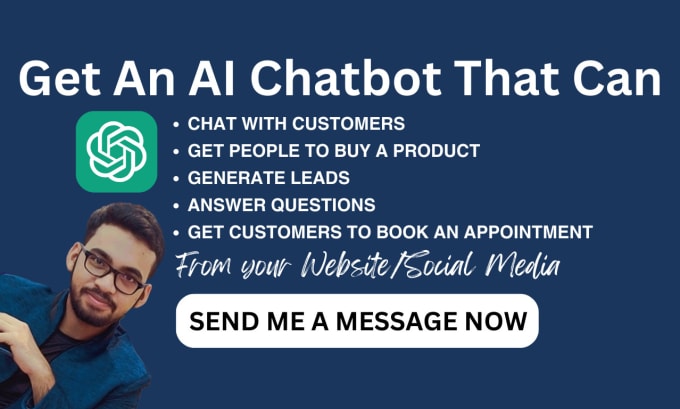 Gig Preview - Develop ai chatbot for any website, social media using chatgpt, openai, manychat