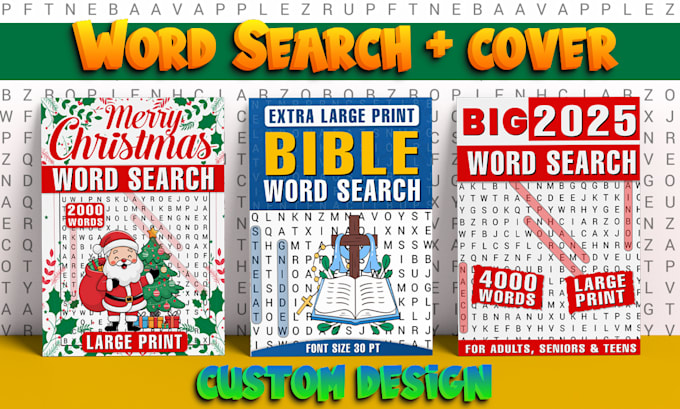 Gig Preview - Create custom word search puzzle interiors and book covers for KDP in 24hr