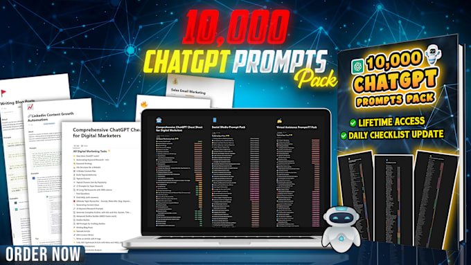 Gig Preview - Give you a 10,000 chatgpt prompts, chatgpt prompts bundle ready to use prompts