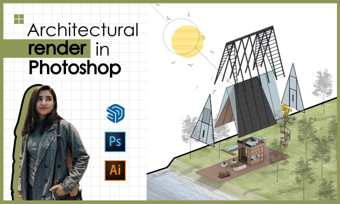 Gig Preview - Create artistic architectural render in photoshop