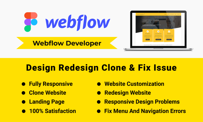 Gig Preview - Create webflow landing page, figma to webflow, redesign or fix webflow