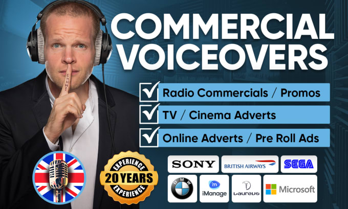 Gig Preview - Record a british male voice over for a commercial