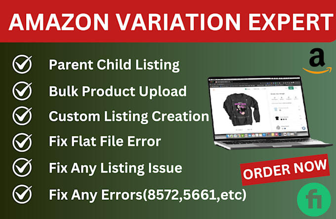 Gig Preview - Create or fix amazon variation listing or parent child listing via flat file