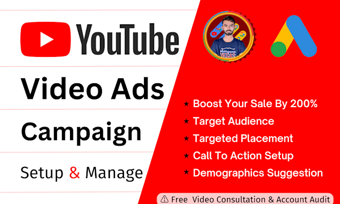 Gig Preview - Setup and manage your youtube video ads campaigns using google ads, adwords, PPC