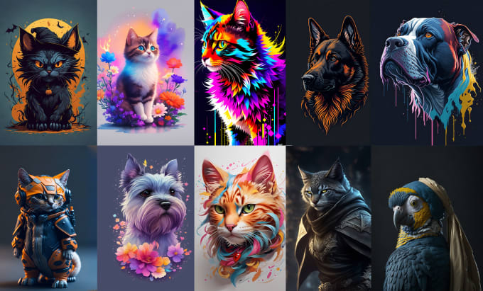 Gig Preview - Use midjourney ai to create your pet ai picture, ai art, ai anime, ai generated