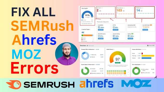 Gig Preview - Fix semrush, ahref, moz errors, and technical SEO issues