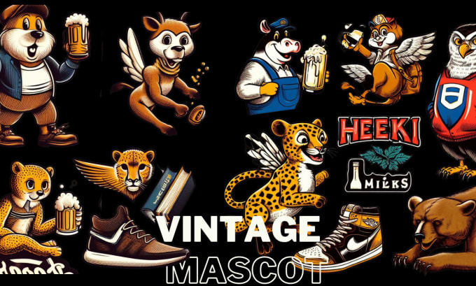 Gig Preview - Create a cute classic vintage retro cartoon mascot illustration, mascot logo