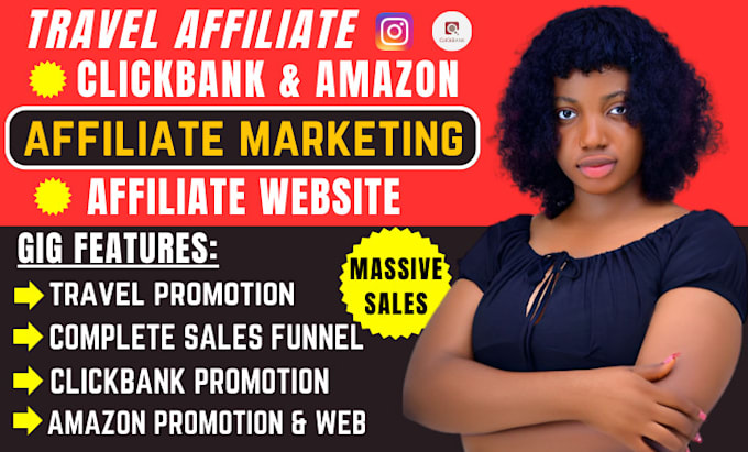 Gig Preview - Promote travel affiliate website clickbank affiliate marketing sales funnel