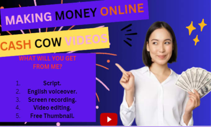 Gig Preview - Create cash cow videos on make money online niche and youtube channel