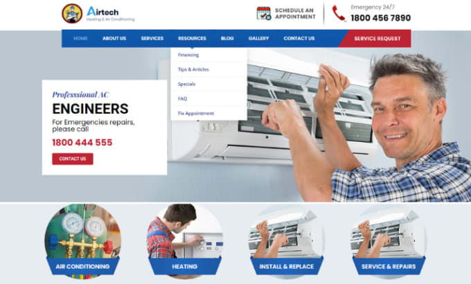 Gig Preview - Design air conditioning website hvac website ac repair website