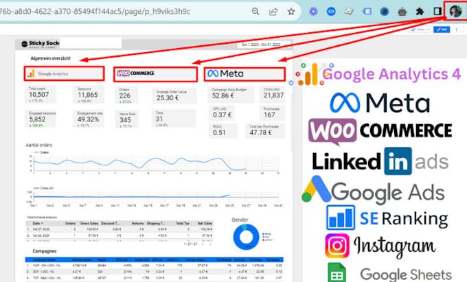 Gig Preview - Create professional google looker studio dashboard ga4 tracking, ads conversion