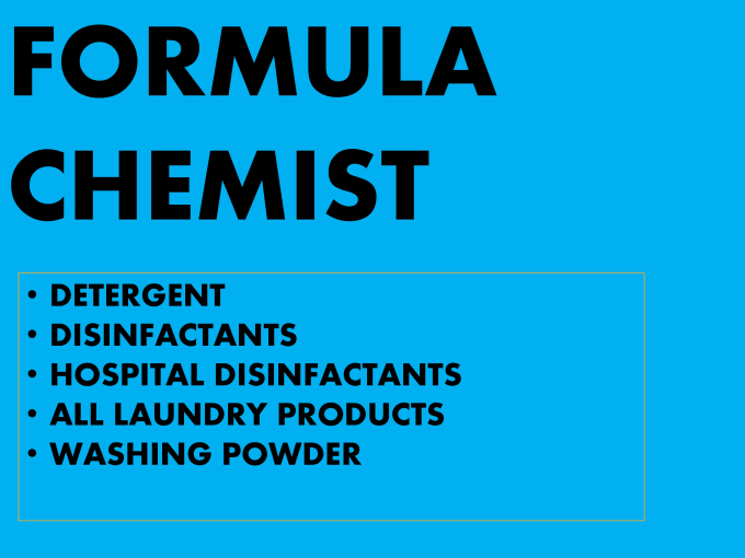 Gig Preview - Do formula chemist for detergent, hand wash, liquid dish wash and sanitizers