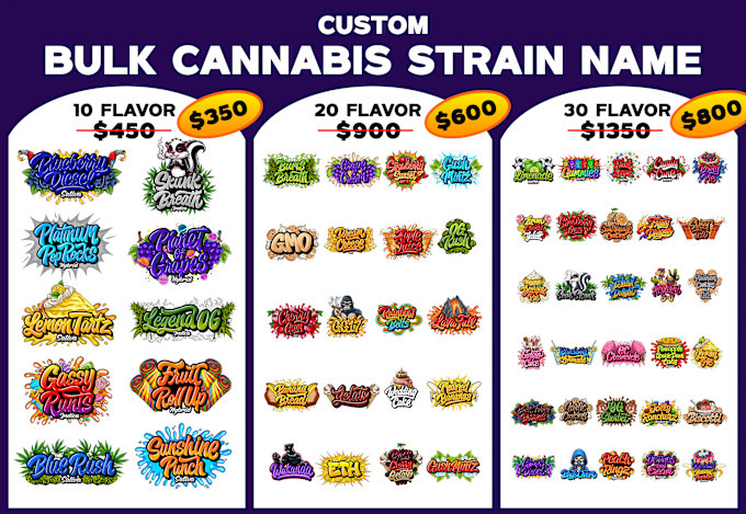 Bestseller - create unique cannabis strain weed logo with 10, 20, 30 design