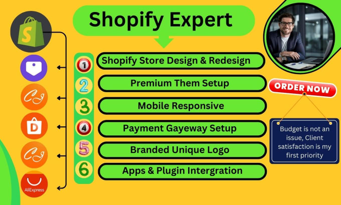 Gig Preview - Be your shopify expert and manager, store design,  redesign