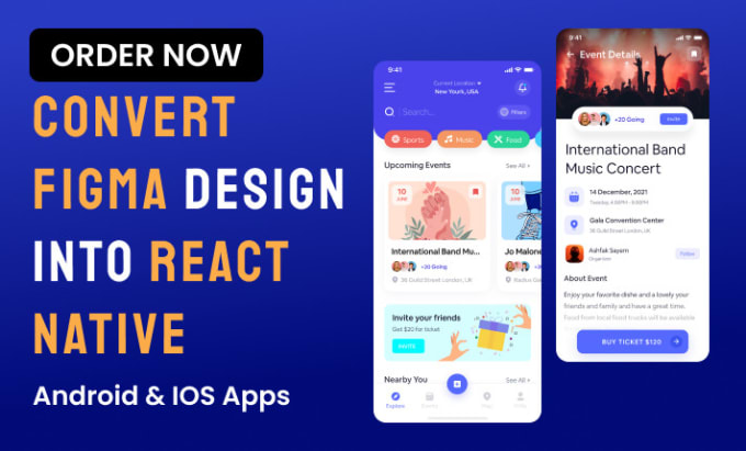 Gig Preview - Convert figma design into react native mobile application