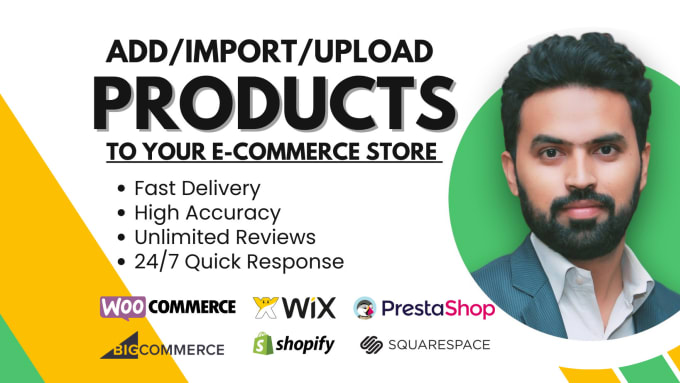 Gig Preview - Upload or add products to shopify, wix and bigcommerce store