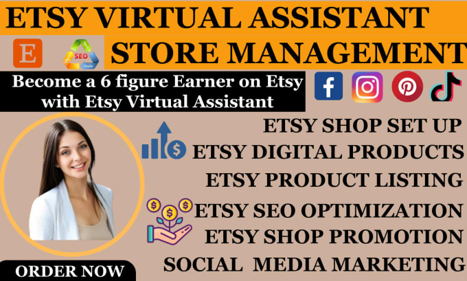 Gig Preview - Be your etsy store manager facebook marketplace dropshipping  to increase sales