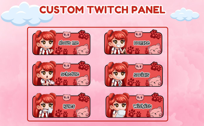 Gig Preview - Create awesome custom twitch panel with chibi style for you