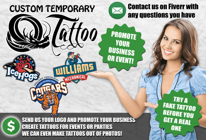 Gig Preview - Print and ship you a temporary tattoo of your design or logo