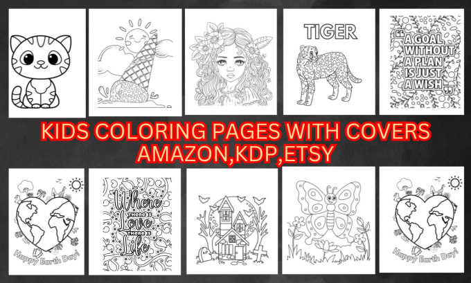 Gig Preview - Create kids coloring pages, kids coloring book activity book KDP coloring book