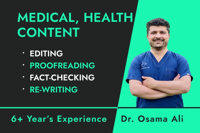 Gig Preview - Edit, proofread, fact check, rewrite your medical and health content