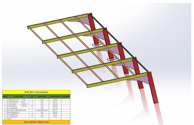 Gig Preview - Do technical drawing, steel structure boq,bom autocad,solidwork