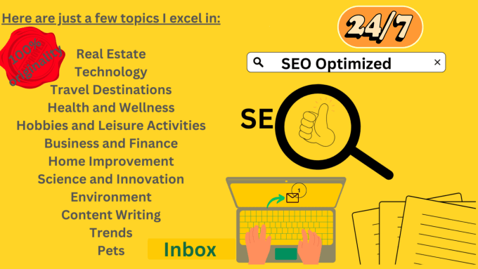 Gig Preview - Write SEO optimized articles, blogs and research summaries