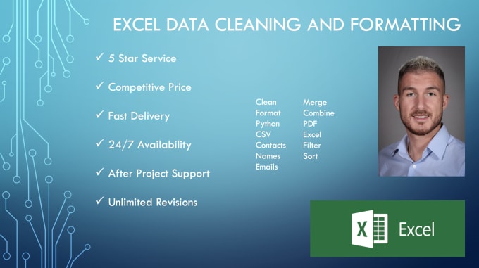 Gig Preview - Separate, clean, merge, format the data in excel