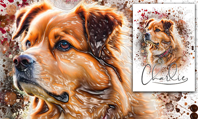 Gig Preview - Draw unique watercolor pet portrait and digital oil painting