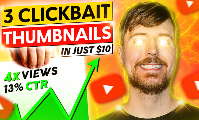 Gig Preview - Design amazing and eye catchy clickbait youtube thumbnails