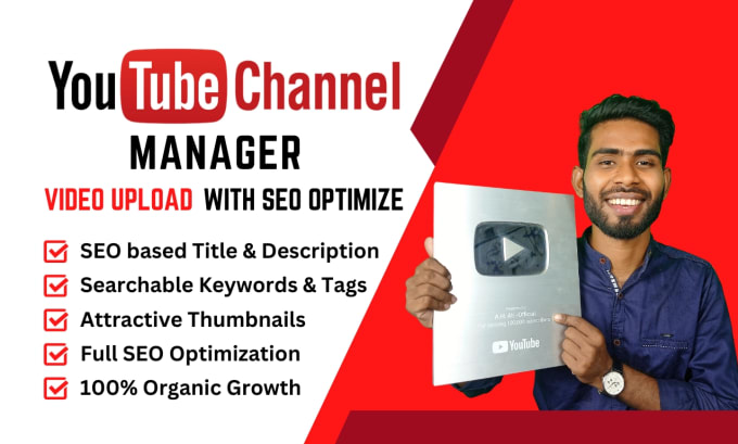 Gig Preview - Be your youtube channel manager and video SEO