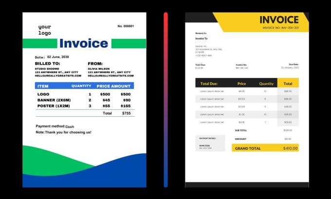 Gig Preview - Create professional invoice in excel