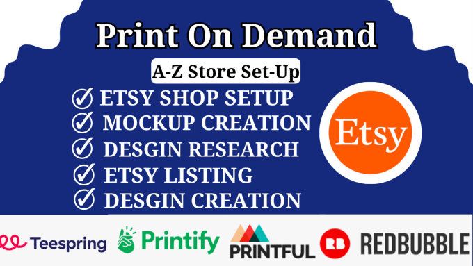 Gig Preview - Set up six figure etsy print on demand pod dropshipping store via printify