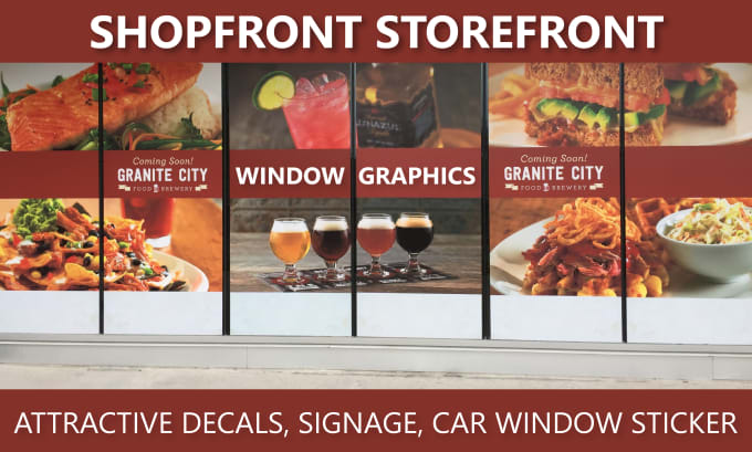 Gig Preview - Design creative shopfront storefront or window graphics