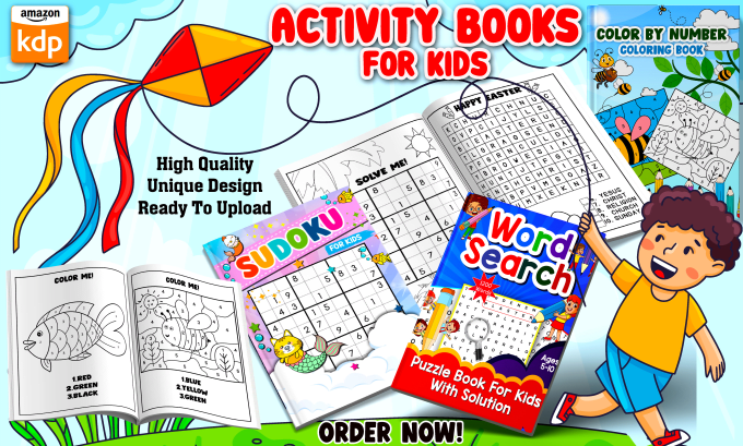 Bestseller - design amazon KDP children activity and coloring book for kids, teens and adult