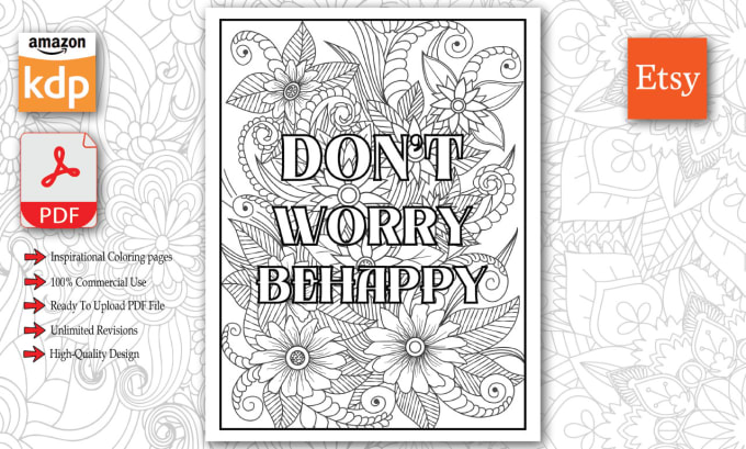 Gig Preview - Design inspirational quotes and adult coloring book pages for KDP