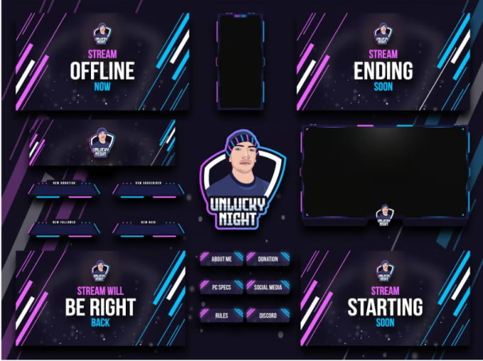 Gig Preview - Design animated twitch overlay, kick overlay, logo, panels, screen, alert, intro