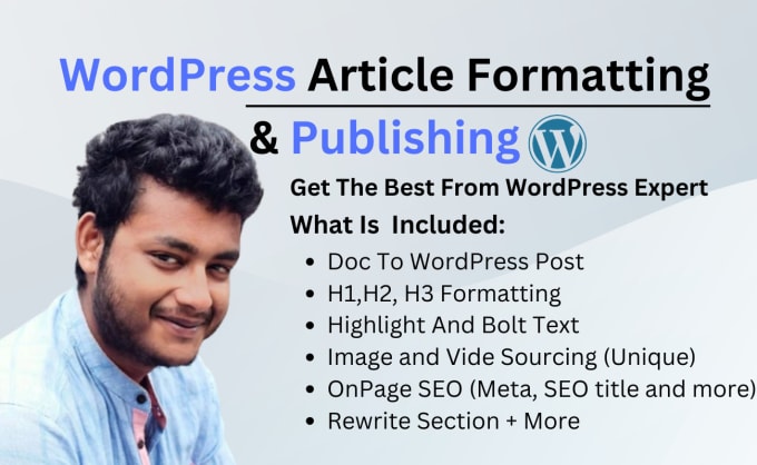 Gig Preview - Do wordpress article formatting and publishing with on page SEO