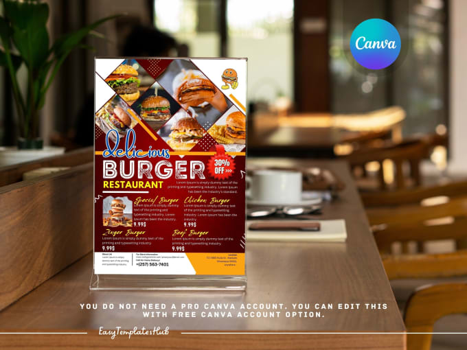 Gig Preview - Design modern burger flyer, food menu, restaurant menu