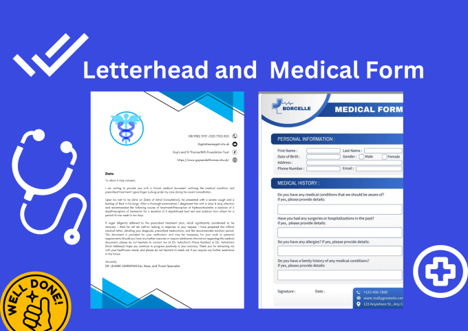 Gig Preview - Design a professional medical letterhead and medical form