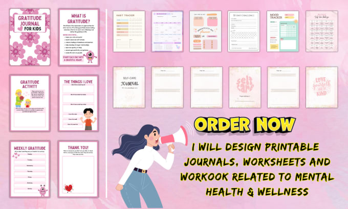 Gig Preview - Design mental health journal, printable worksheet, workbook