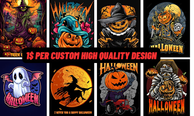 Gig Preview - Design custom halloween t shirt design and bulk t shirts