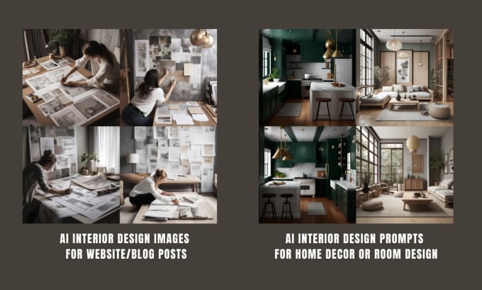 Gig Preview - Make ai generated interior design images for your website