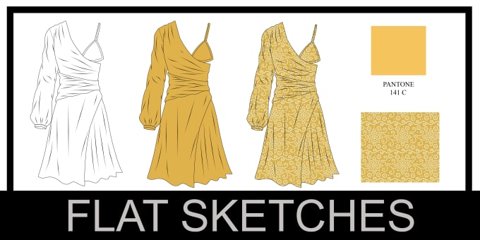 Bestseller - create fashion flat sketches and add colors with patterns