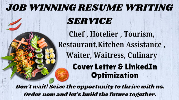 Gig Preview - Create a winning chef, bar, hotelier resume and CV