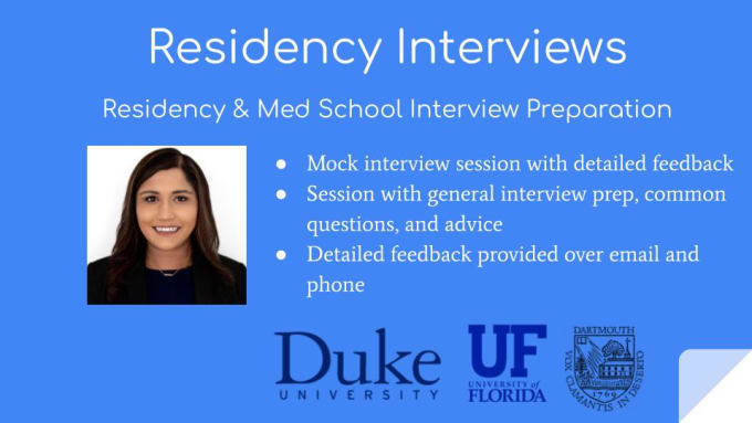 Gig Preview - Conduct residency mock interview and interview prep