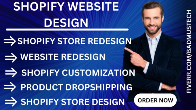 Gig Preview - Design shopify store create shopify dropshipping store shopify website design