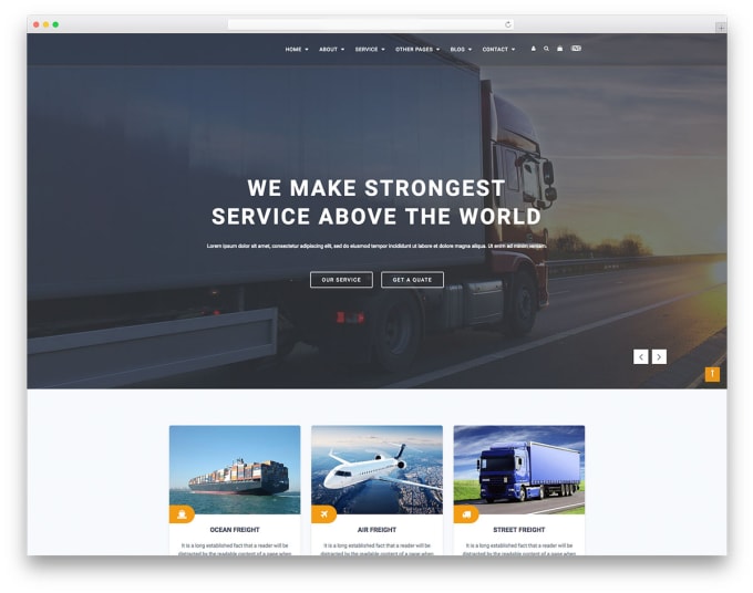 Gig Preview - Make trucking, transport, travel, freight broker, cargo, and logistics website