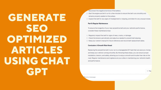 Gig Preview - Generate SEO optimized articles using chat gpt